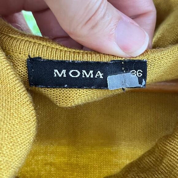 Moma Women's Mustard Yellow Cowl Neck Wool Blend Sweater Size 36 (S) - Picture 9 of 11
